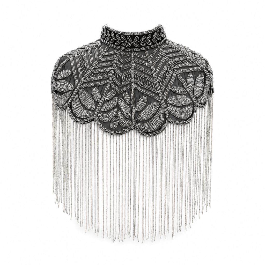 The "Sterling Vine" Beaded Fringe Cape