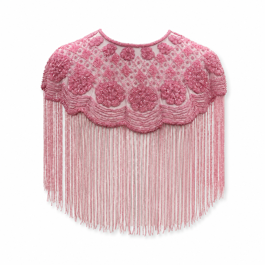 The "Pink Mirage" Beaded Fringe Cape