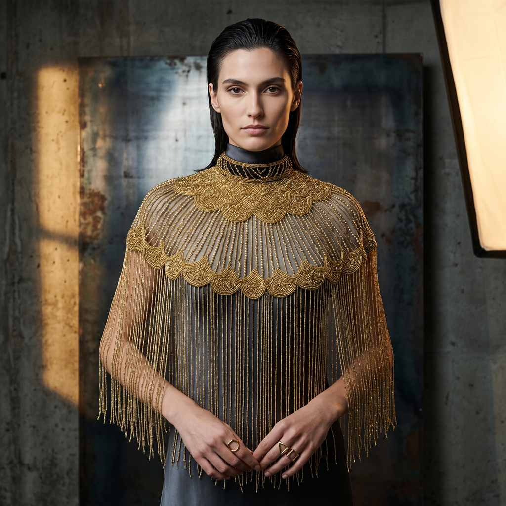 Art Deco Black and Gold Cape