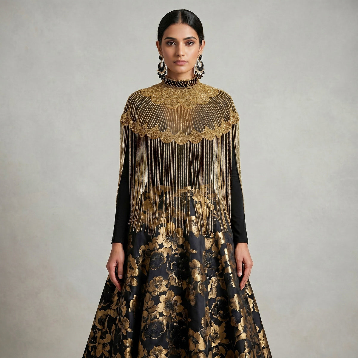 Art Deco Black and Gold Cape