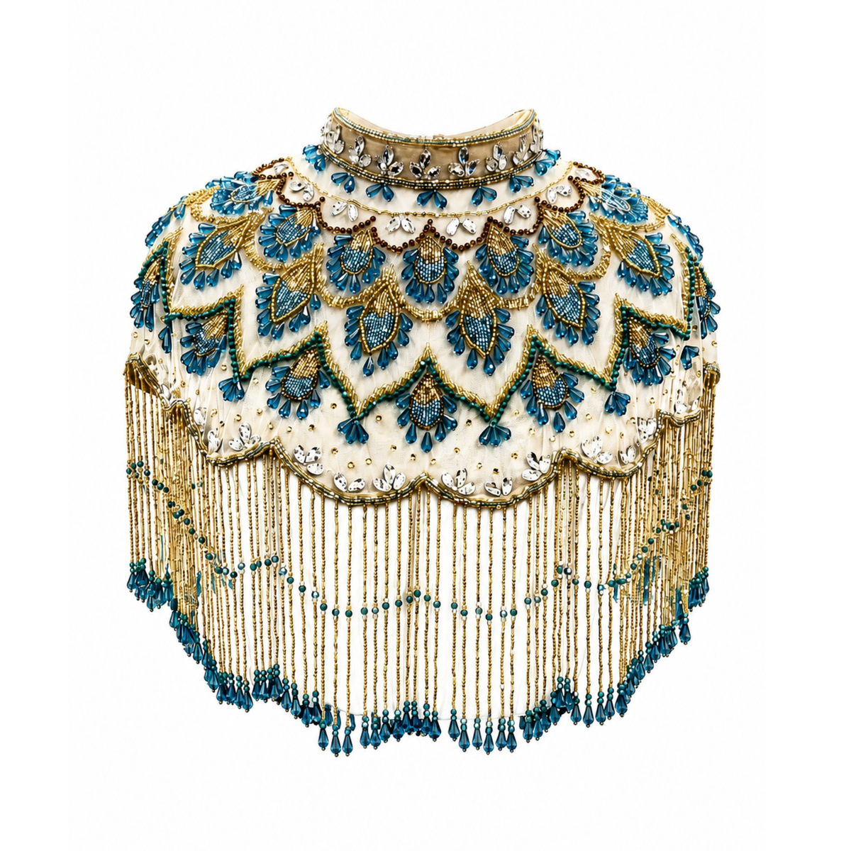 The "Azure Palace" Cape, Blue & Gold Capelet