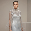 The "Antique Garden" Beaded Fringe Cape, Black & Silver