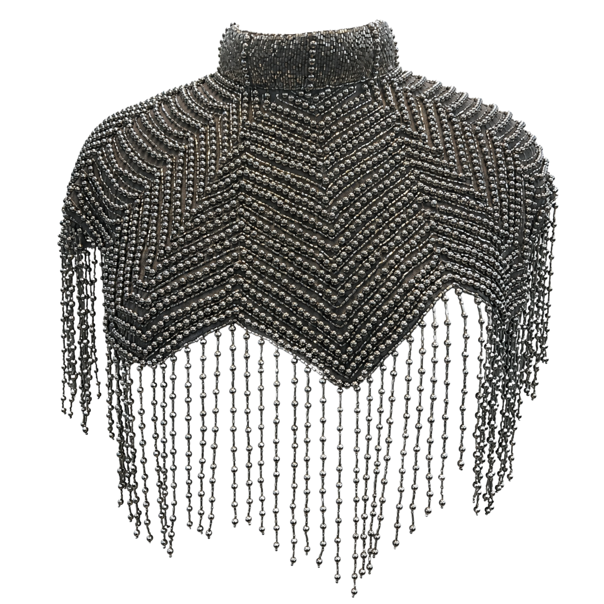 The Selene | Mercury Beaded Fringe Capelet