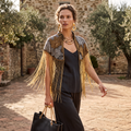 The Bellamy | Hand-Beaded Floral Fringe Capelet