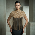The "Starlight Cascade" Beaded Fringe Cape, Gold