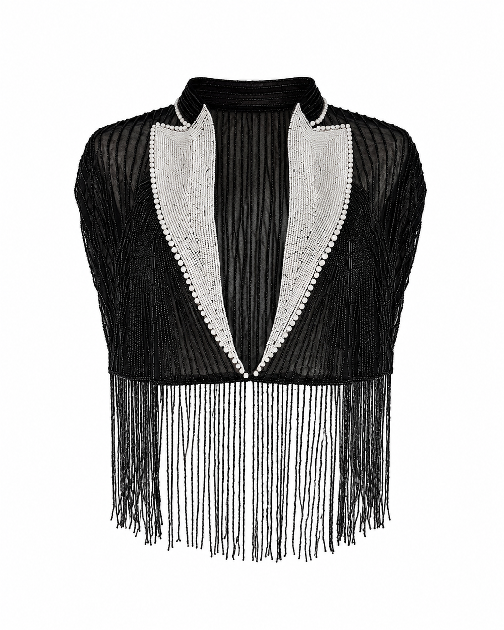 The Black Tie Affair Hand-Beaded Fringe Cape