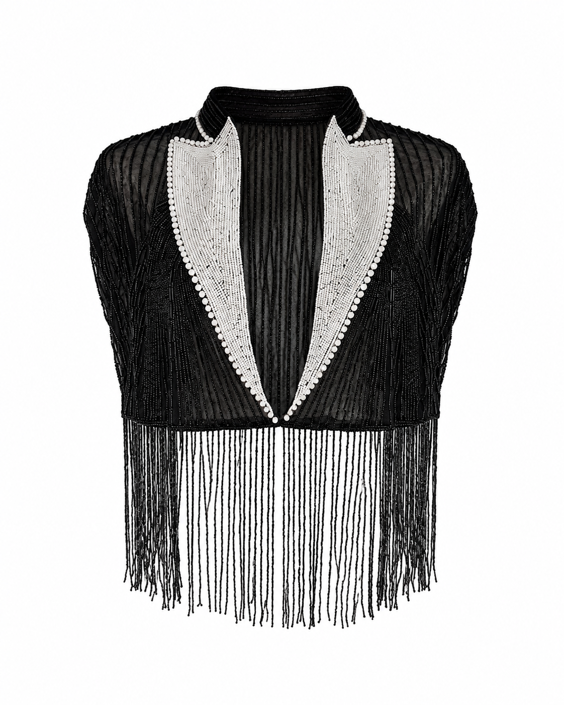 The Black Tie Affair Hand-Beaded Fringe Cape
