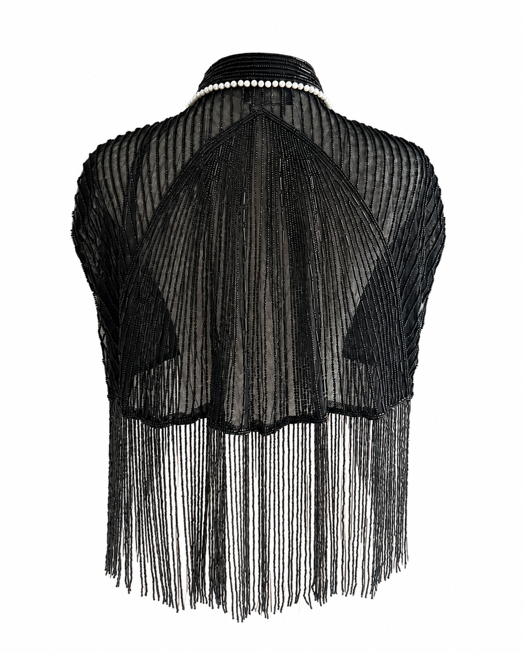 The Black Tie Affair Hand-Beaded Fringe Cape