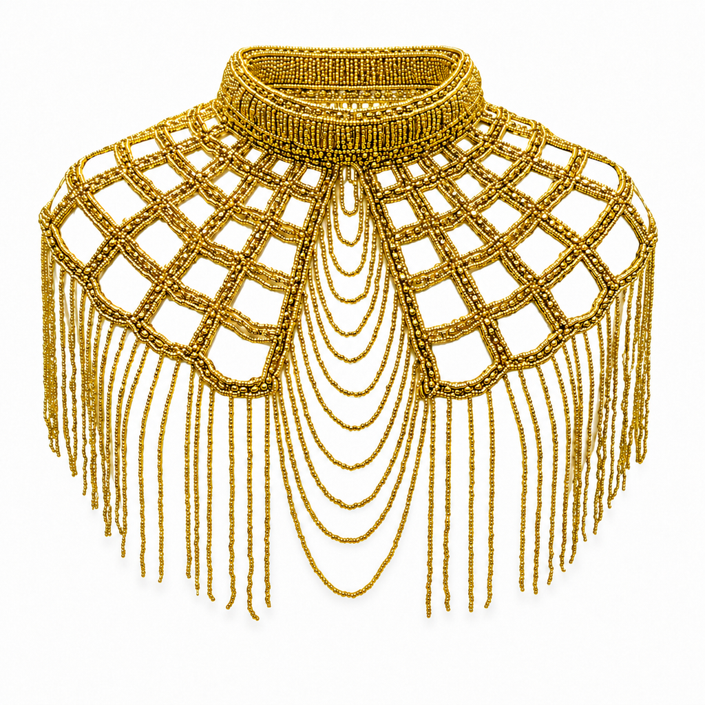 Golden Lattice Beaded Capelet
