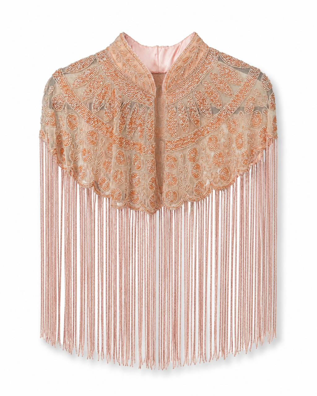The "Beaded Blush" Fringe Cape