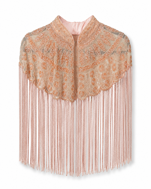The "Beaded Blush" Fringe Cape