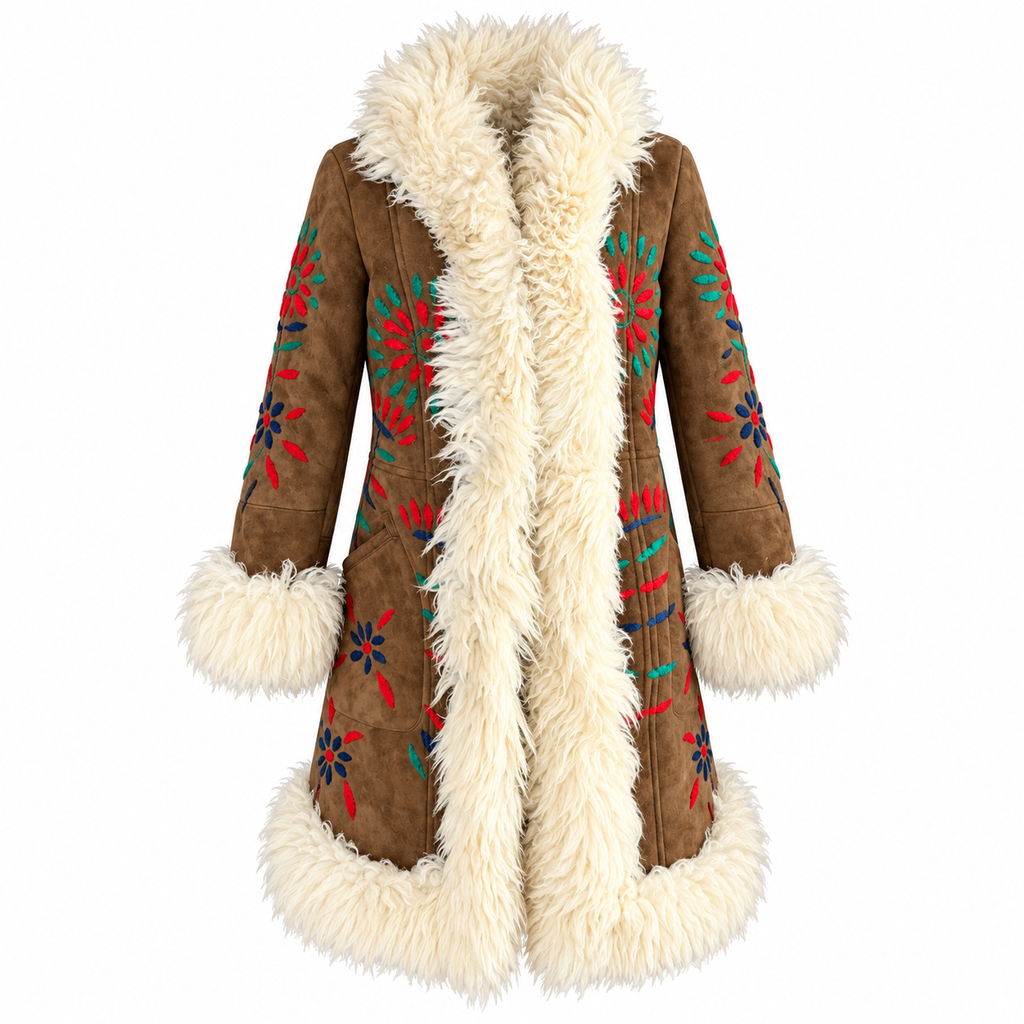 Desert Bloom Penny Lane Coat - Real Sheepskin & Shearling, Vintage-Inspired
