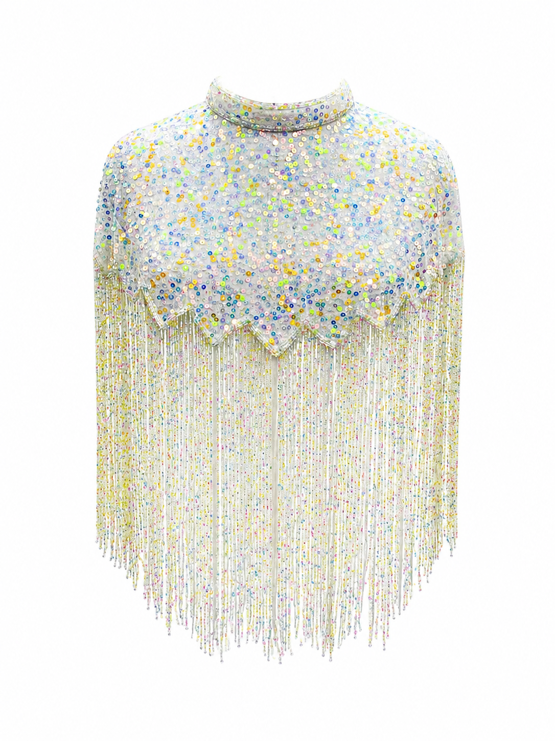 The "Ivory Glam" Sequin Beaded Cape
