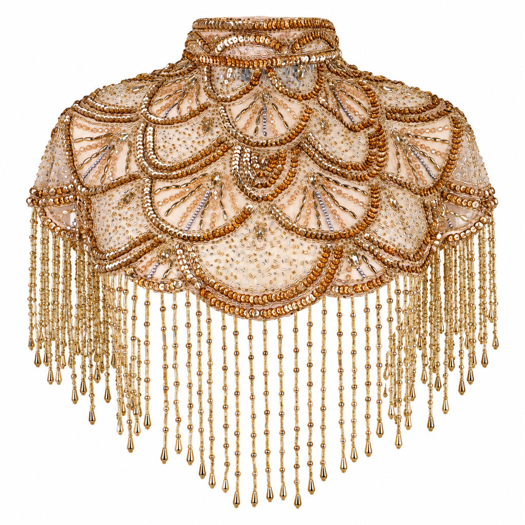 The Golden "Gatsby" Beaded Fringe Capelet