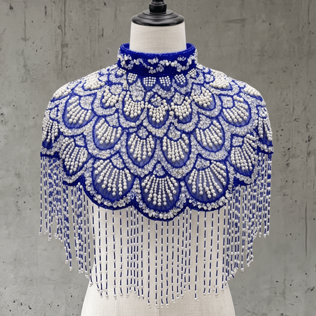 Santorini Siren Beaded Capelet, Royal Blue