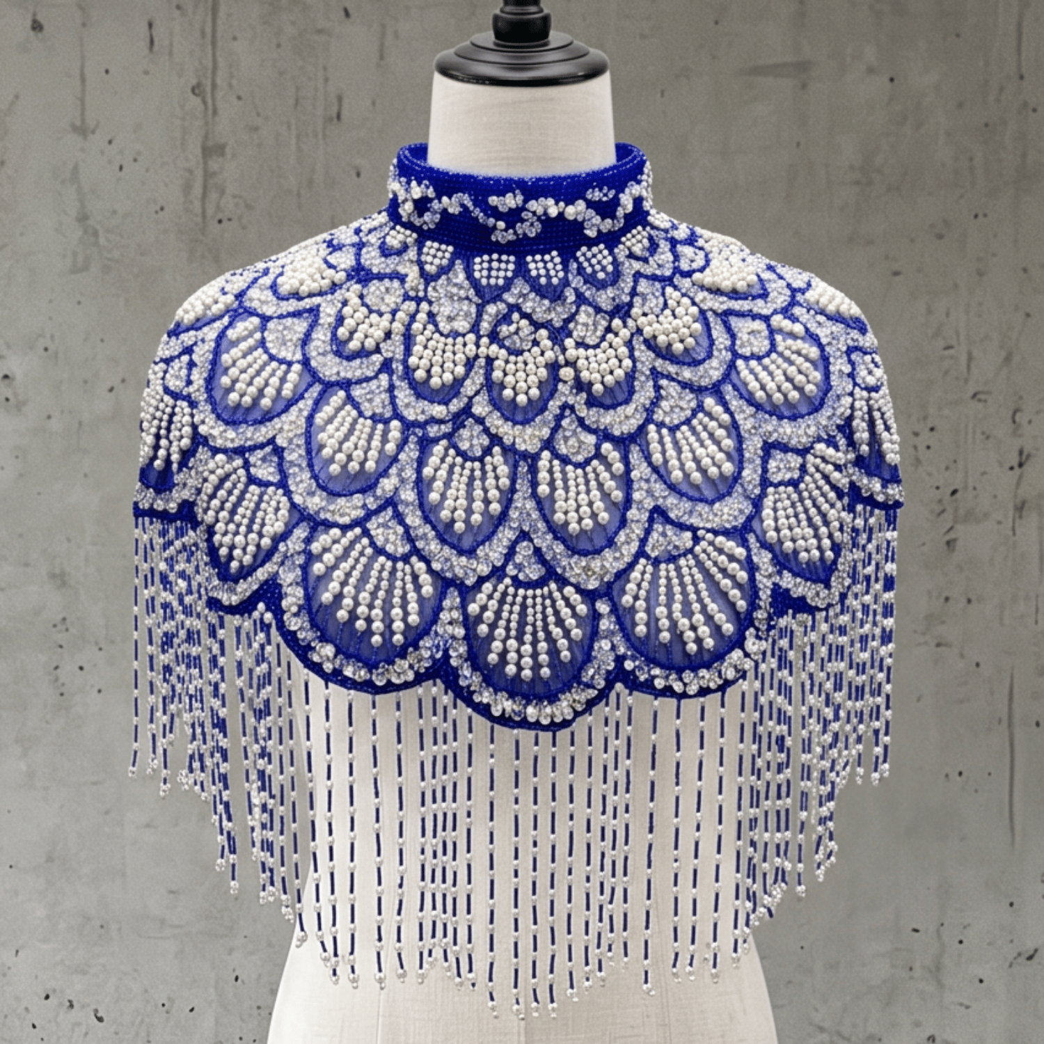 Santorini Siren Beaded Capelet, Royal Blue