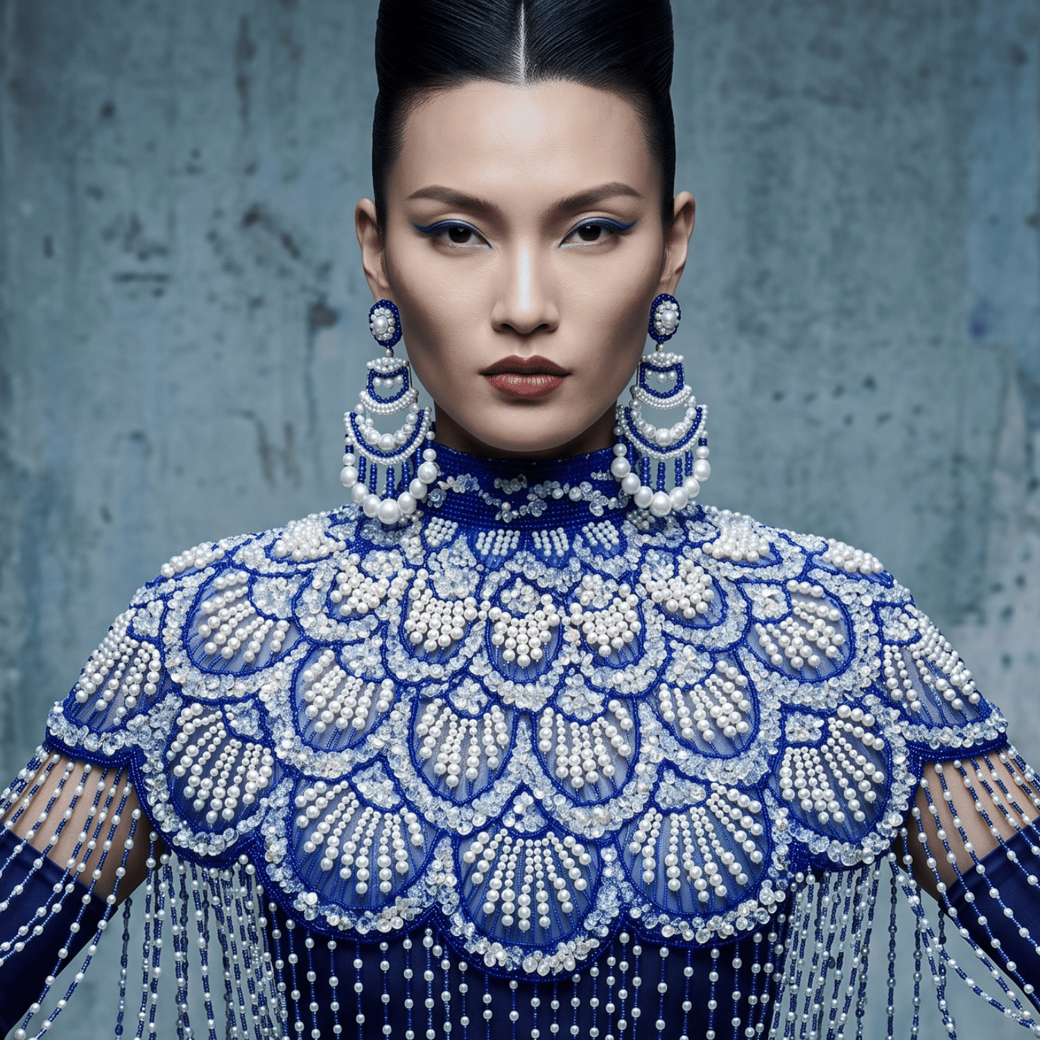 Santorini Siren Beaded Capelet, Royal Blue