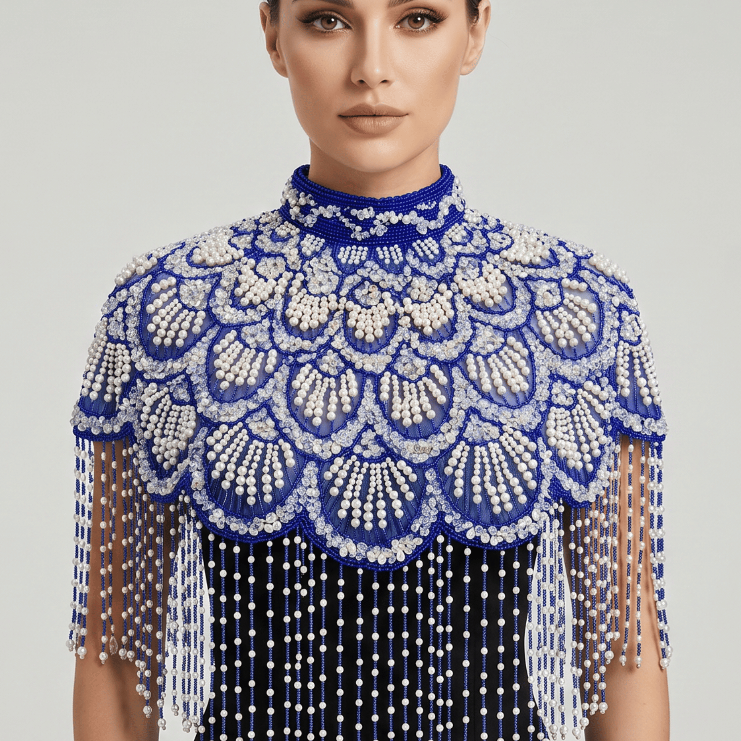 Santorini Siren Beaded Capelet, Royal Blue