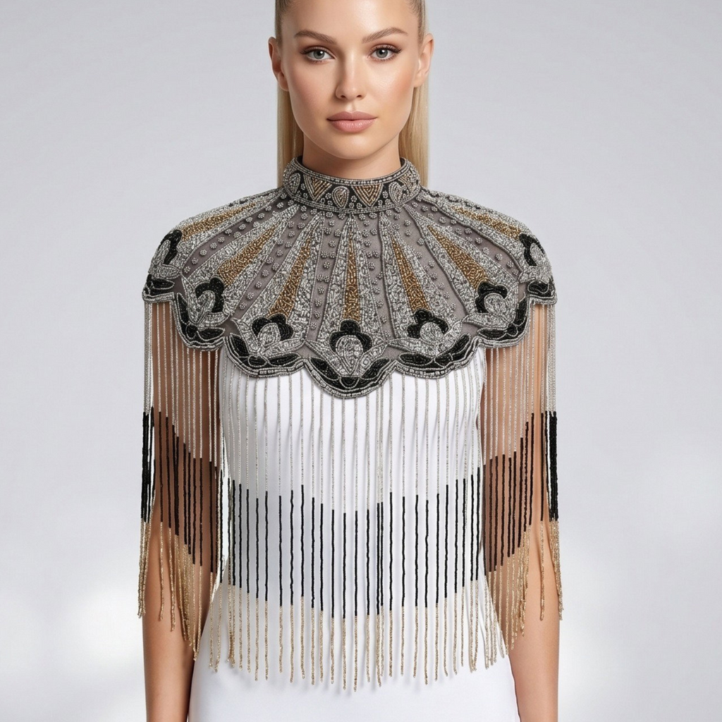 The "Deco Mirage" Silver Ombre Cape
