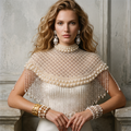 The "Elegant Pearl" Beaded Fringe Cape, Ivory