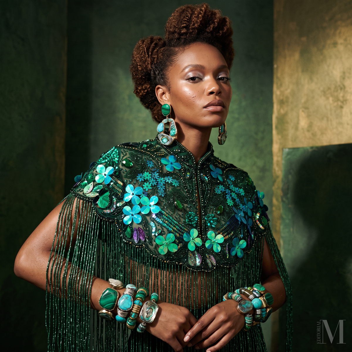 The Emerald Garden Beaded Fringe Capelet