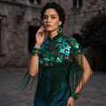The Emerald Garden Beaded Fringe Capelet