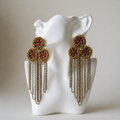 The Granada Fringe – Hand-Embroidered Floral Chain Earrings