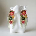 The Oaxaca Garden – Hand-Embroidered Floral Fringe Statement Earrings
