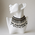 The Paris Noir – Hand-Embroidered Black & White Fringe Choker Necklace