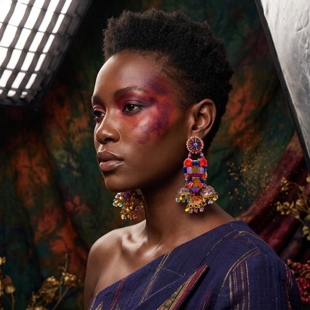 The Jodhpur – Hand-Embroidered Multicolor Statement Earrings