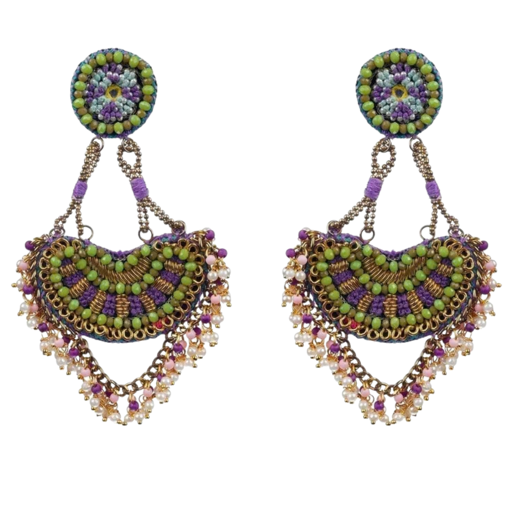 The Udaipur – Hand-Embroidered Beaded Statement Earrings
