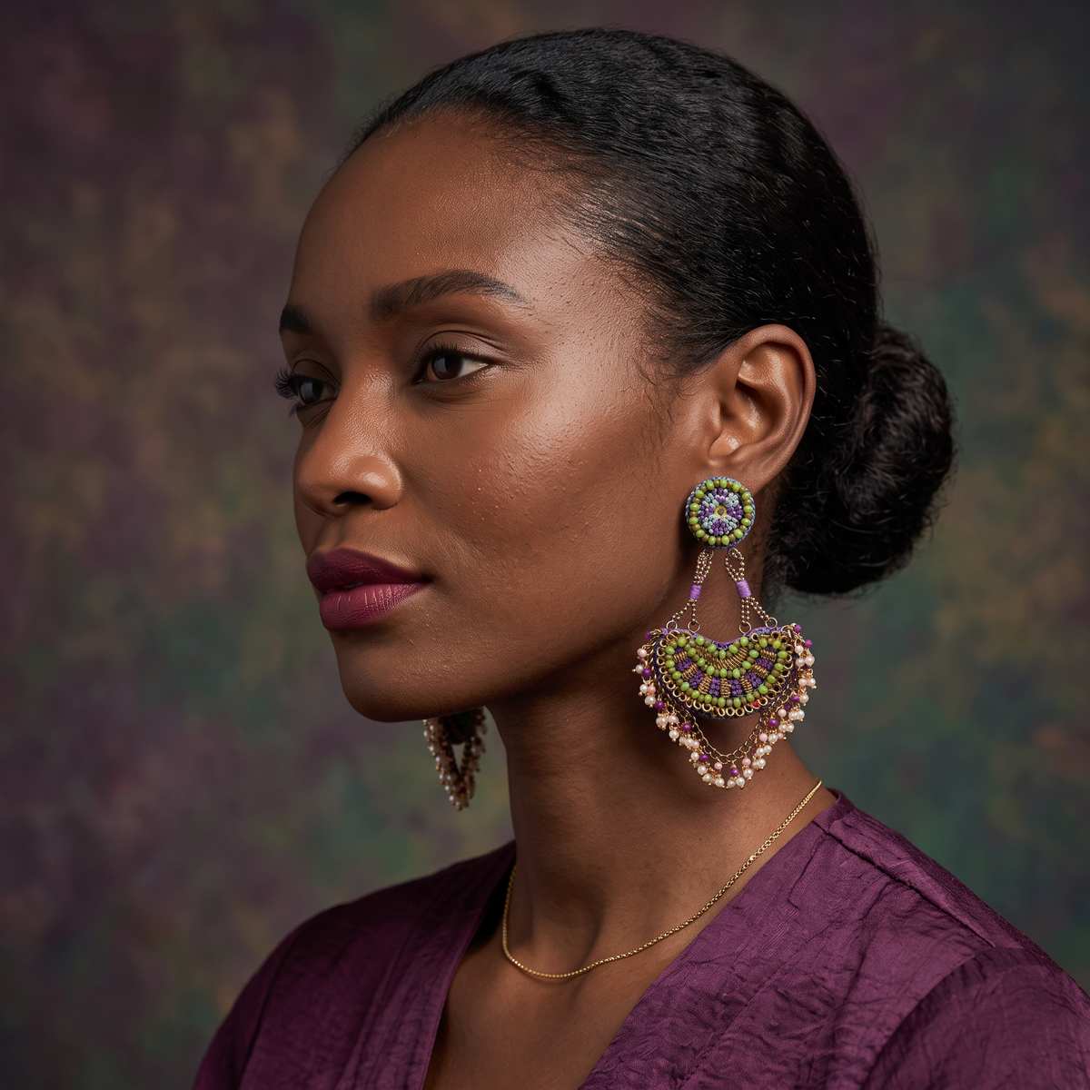 The Udaipur – Hand-Embroidered Beaded Statement Earrings