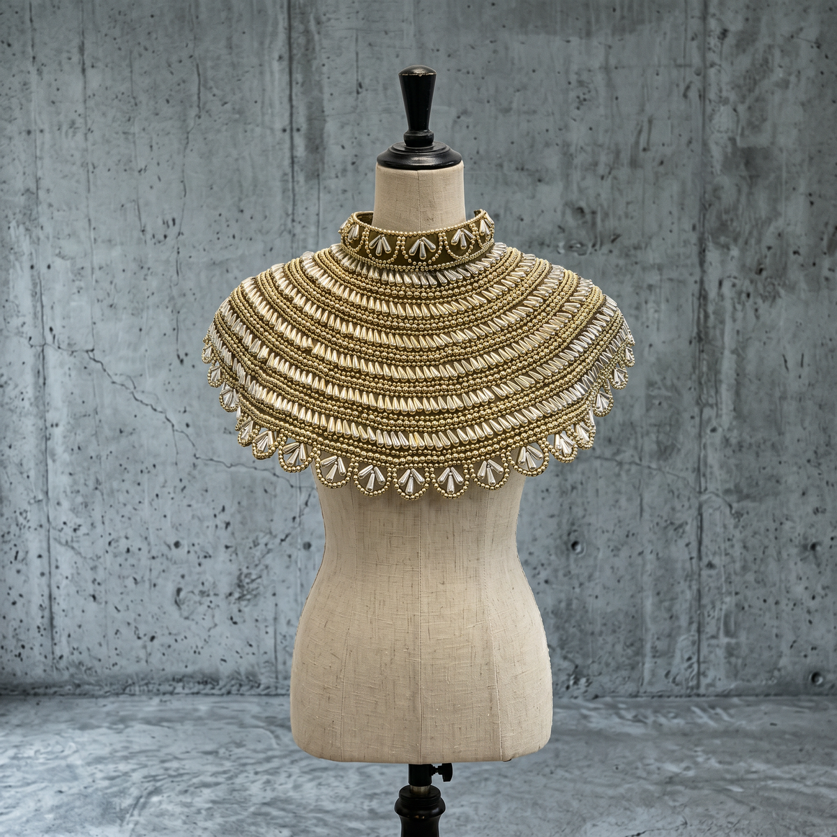 Sovereign Gold Beaded Collar Capelet
