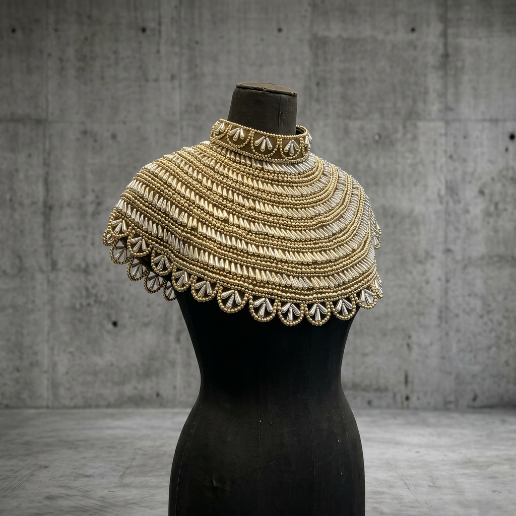 Sovereign Gold Beaded Collar Capelet