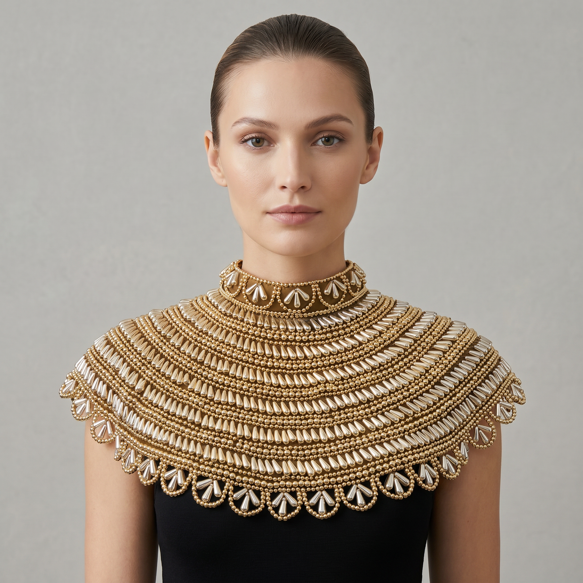 Sovereign Gold Beaded Collar Capelet