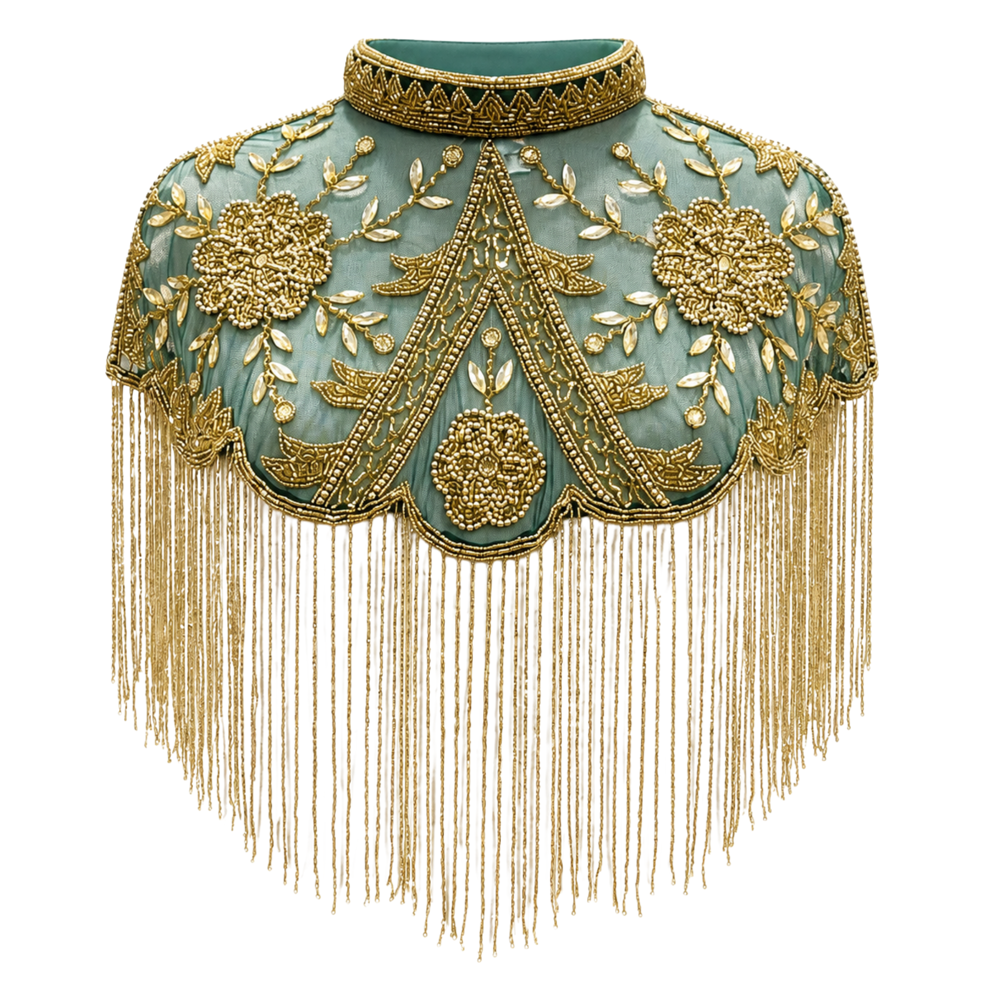 The "Verdant Palace" Beaded Fringe Cape