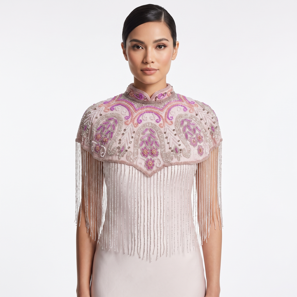 The Amorette Beaded Fringe Cape