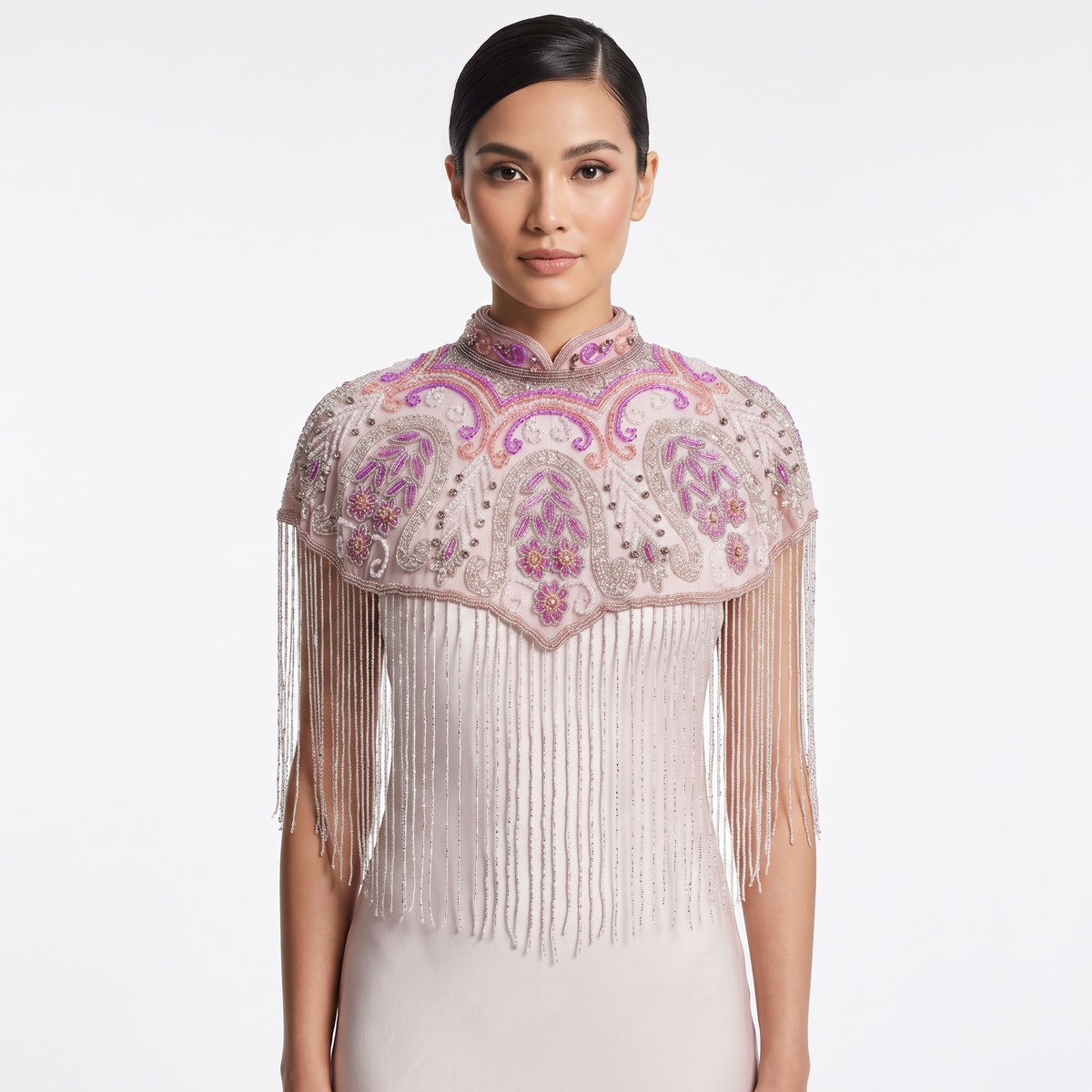 The Amorette Beaded Fringe Cape