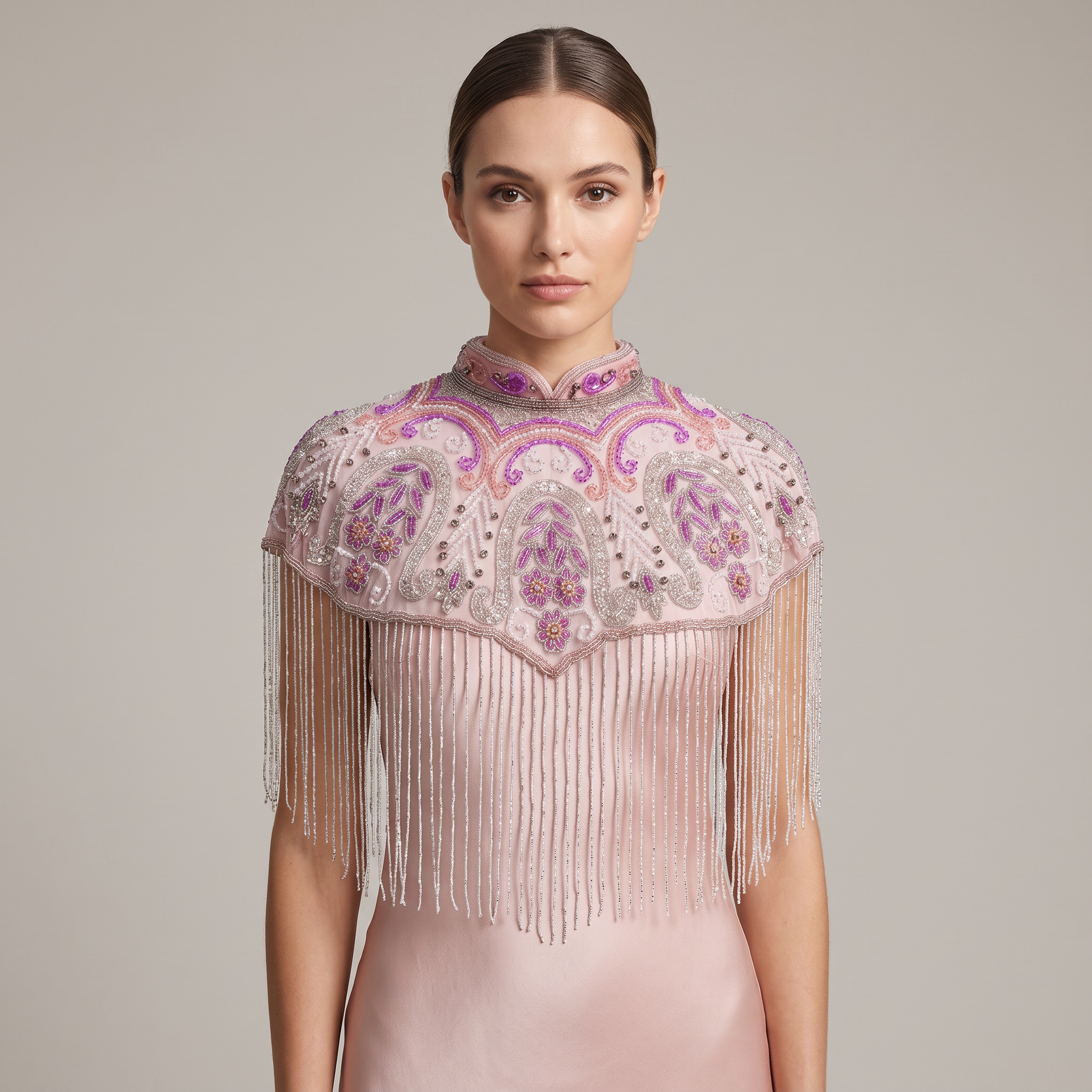 The Amorette Beaded Fringe Cape