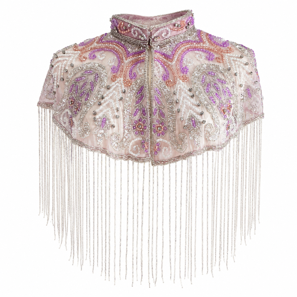 The Amorette Beaded Fringe Cape