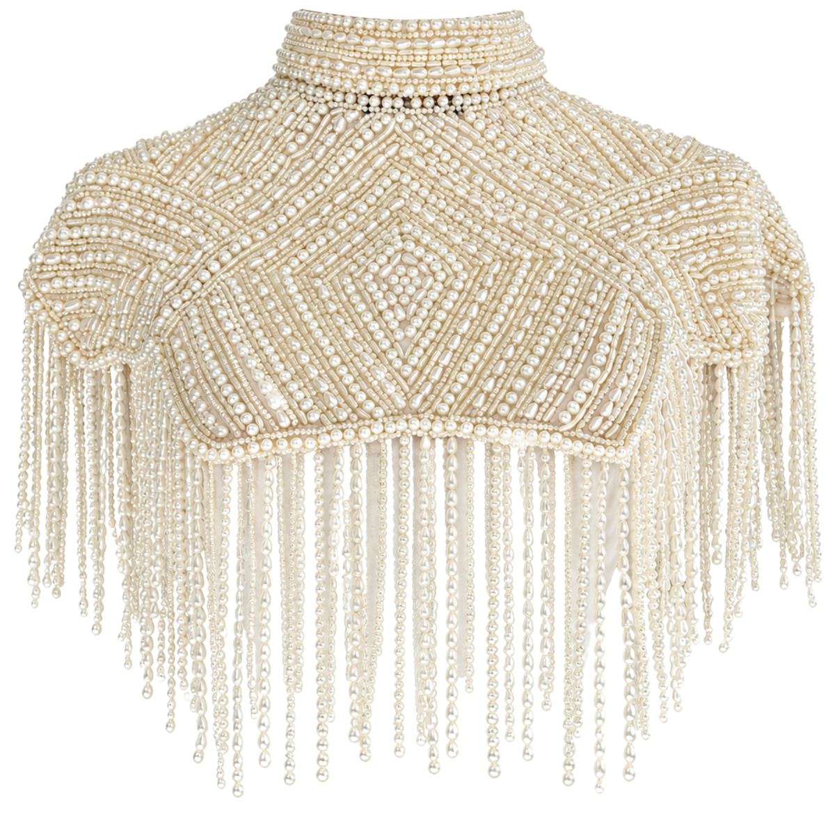 The Lucienne | Ivory Pearl-Beaded Fringe Capelet