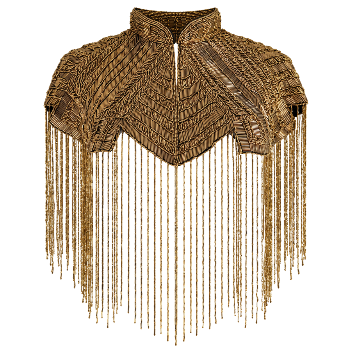 The "Marquee" Beaded Fringe Cape, Gold