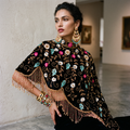 Midnight Botanica Asymmetrical Beaded Cape