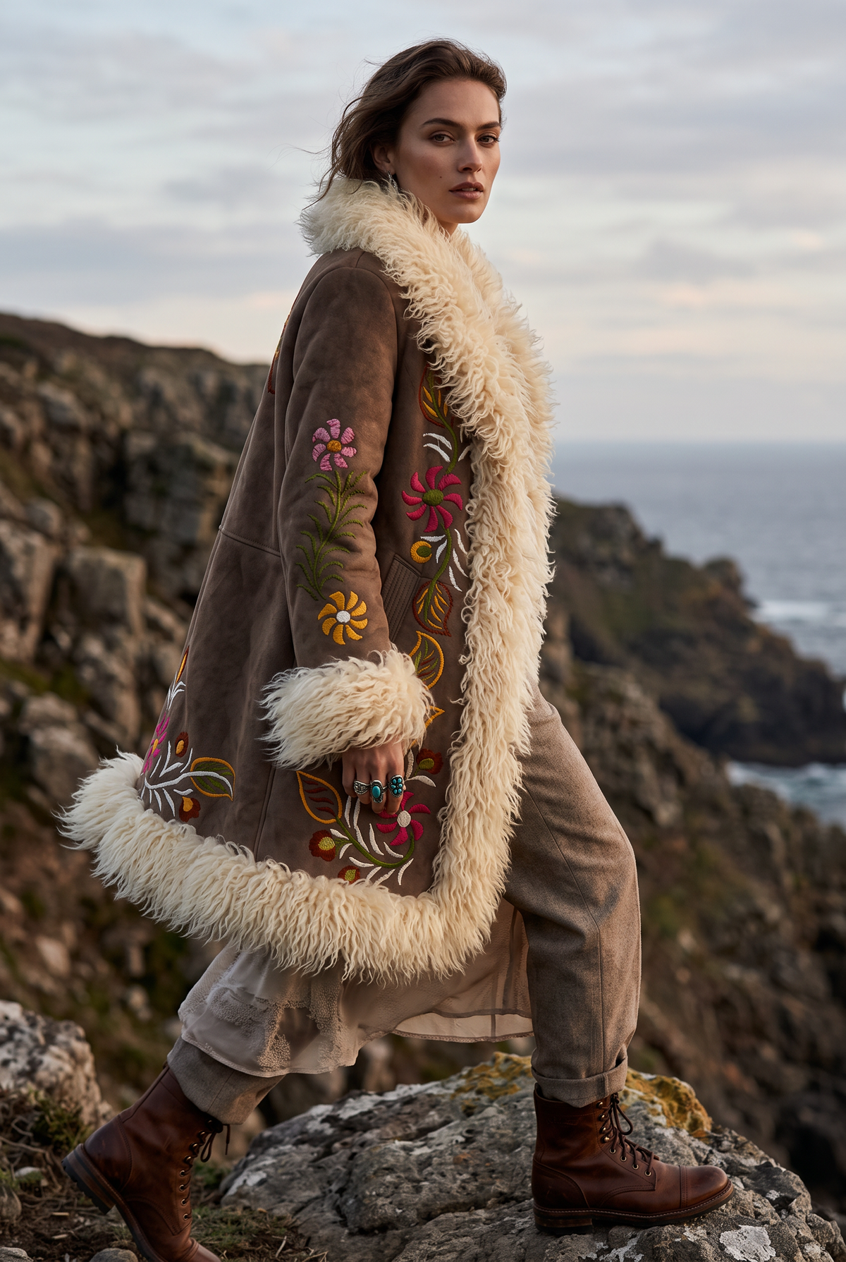Wildflower Penny Lane Coat - Real Sheepskin & Shearling, Vintage-Inspired