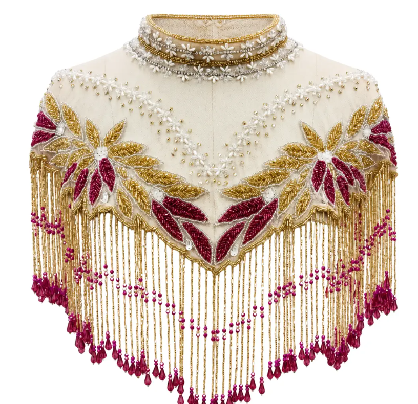 Rani Bloom Hand-Beaded Fringe Cape