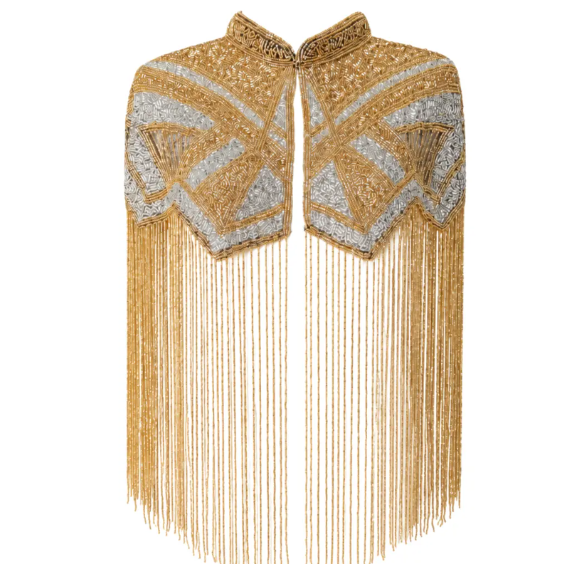 The "Regent" Beaded Fringe Cape, Art Deco Capelet