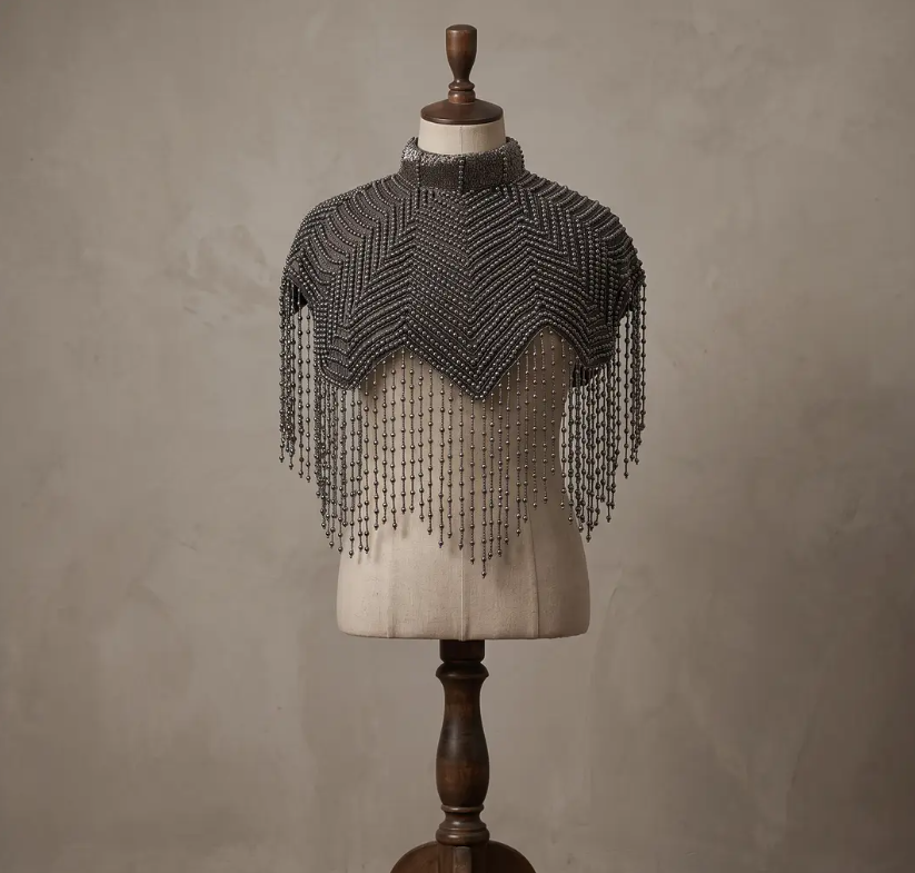 The Selene | Mercury Beaded Fringe Capelet