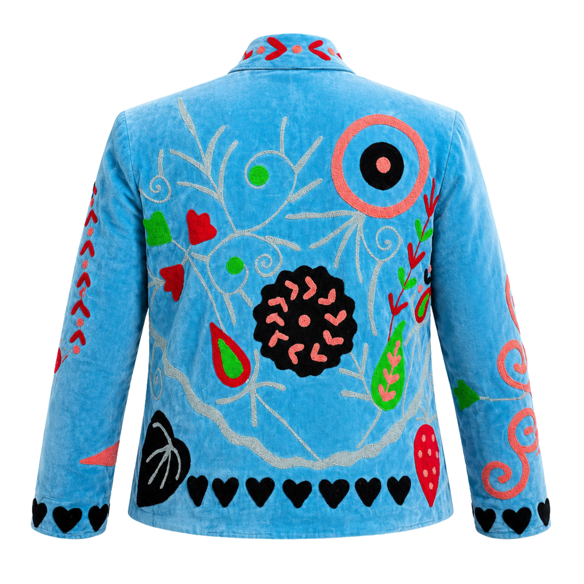 Azure Garden Embroidered Cotton Velvet Jacket