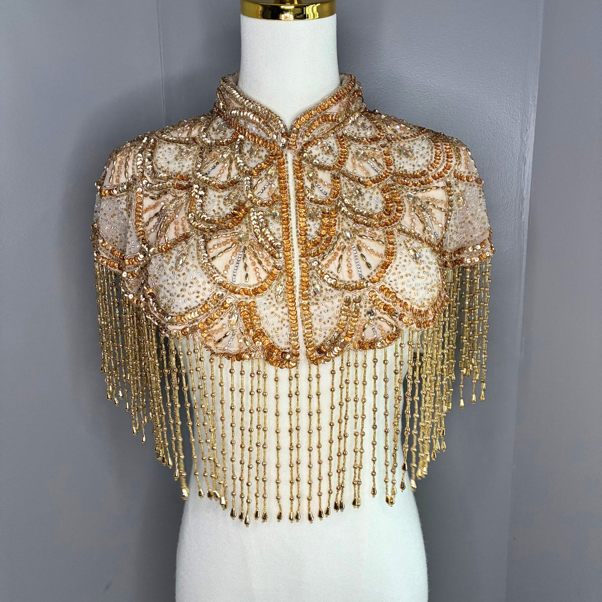 The Golden "Gatsby" Beaded Fringe Capelet