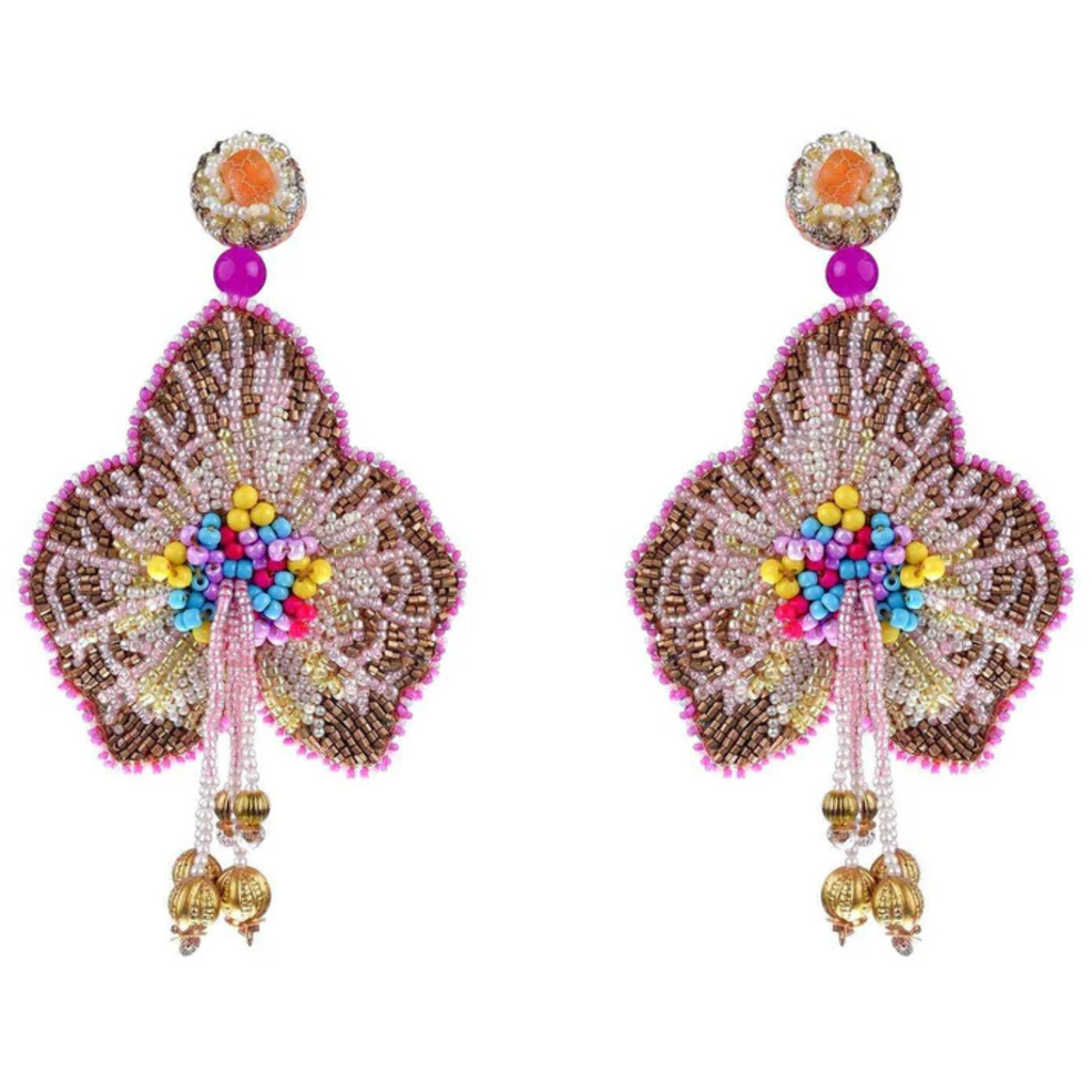 The Jaipur Bloom – Hand-Embroidered Floral Statement Earrings